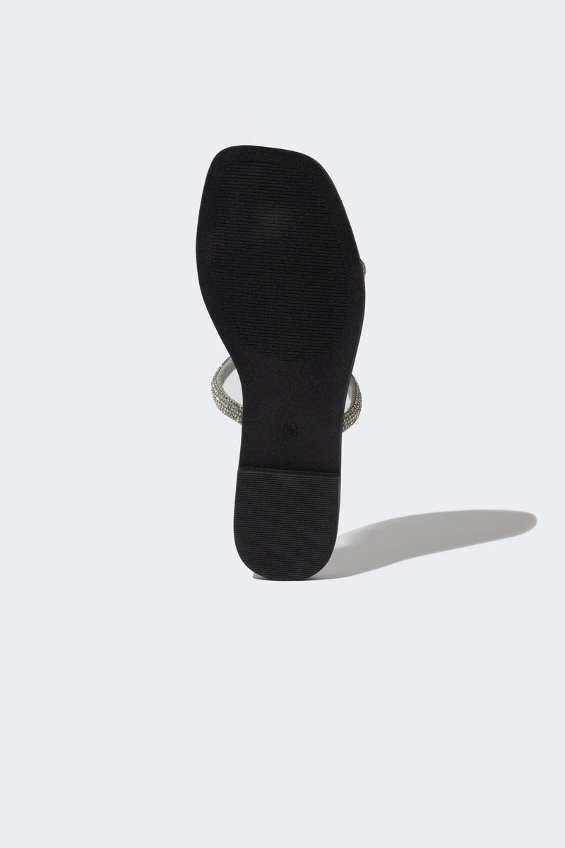 DeFacto Grey Woman Woman Flat Sole Double Banded Faux Leather Slippers Casual - Image 5